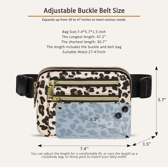 Fanny Packs for Women with Adjustable Strap Animal Print - Picture 2 of 5